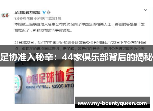 足协准入秘辛:44家俱乐部背后的揭秘 足协准入秘辛:44家俱乐部背后的揭秘